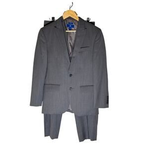Egara Slim Fit Men’s Gray Full Suit Set Vest Double Vent Wool 36R Pants 30x30